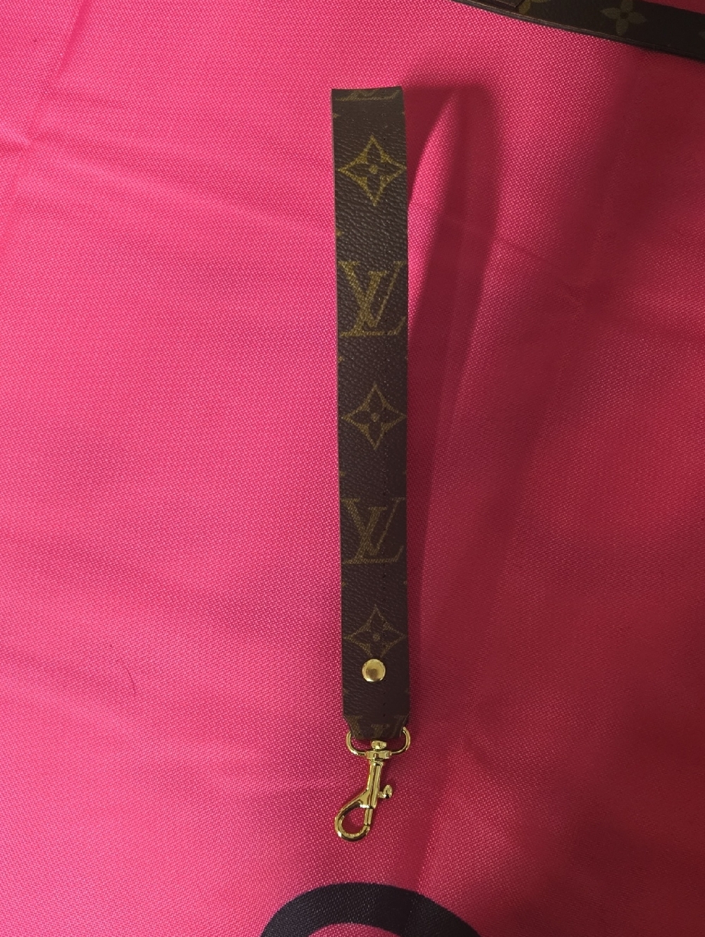 Brown Monogram Wristlet Or Key Strap with Gold Hardware